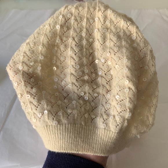 LRL Cream sequin Beanie - Picture 4 of 8